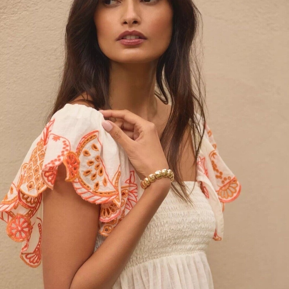 NWT By Anthropologie Flutter-Sleeve Square-Neck Mini Dress XS - Picture 5 of 9